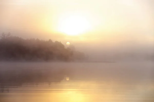 Misty Sunset Clear River Summertime — Stock Photo, Image