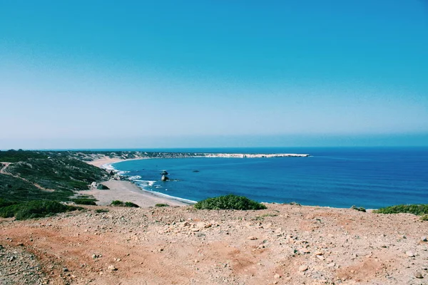 Azul Mediterrâneo Água Mar Paisagem Arenosa — Fotografia de Stock