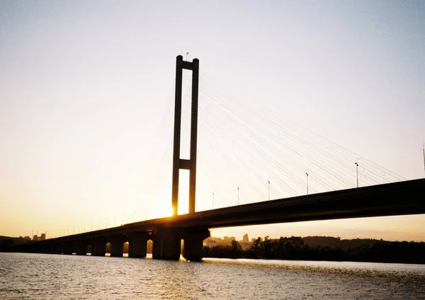 Most Mieście Zachody Słońca Niebo Zdjęcie Filmu Obraz Stockowy