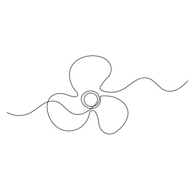 Pervane bıçağı simgesi ana hatlı vektör illüstrasyonunun sürekli bir çizgi çizimi