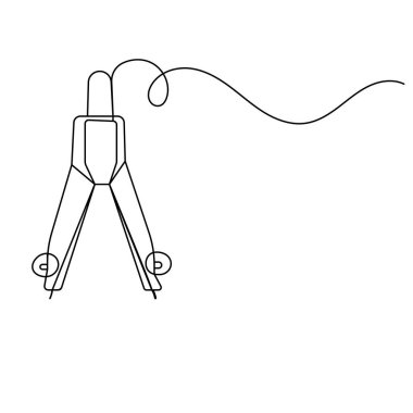 Matematik pusulası sürekli bir çizgi çizimi ana hatlı vektör simgesi