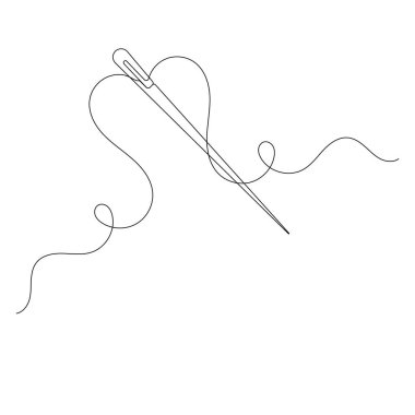 İğne simgesi ana hatlı vektör illüstrasyonunun sürekli bir çizgi çizimi