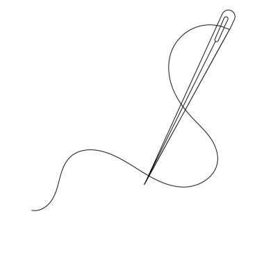 İğne simgesi ana hatlı vektör illüstrasyonunun sürekli bir çizgi çizimi