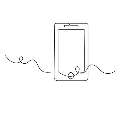 Akıllı telefon sürekli olarak bir satır ana hatlı vektör simgesi çizer