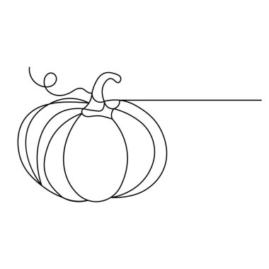 Cadılar Bayramı balkabağı tek çizgi sanatı, izole edilmiş dış hat vektör simgesinin sürekli tek çizgi çizimi