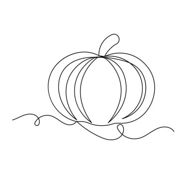 Cadılar Bayramı balkabağı tek çizgi sanatı, izole edilmiş dış hat vektör simgesinin sürekli tek çizgi çizimi