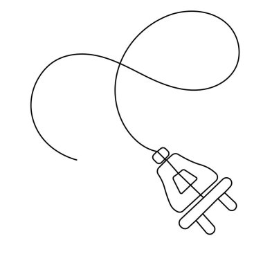  Elektrik prizi sürekli bir çizgi çizimi ana hatlı vektör simgesi