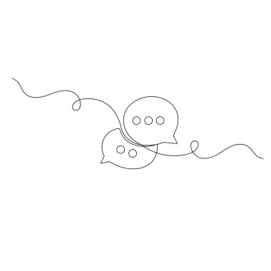 Konuşma baloncuğu simgesi bir satır sanat sürekli ana hatlı vektör çizimi