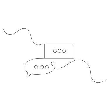 Konuşma baloncuğu simgesi bir satır sanat sürekli ana hatlı vektör çizimi