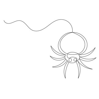 Cadılar Bayramı örümceği taslak vektör çiziminin tek çizgi çizimi