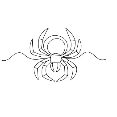 Cadılar Bayramı örümceği taslak vektör çiziminin tek çizgi çizimi