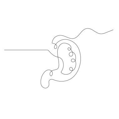 Mide ikonu ana hatlı vektör illüstrasyonunun sürekli bir çizimi