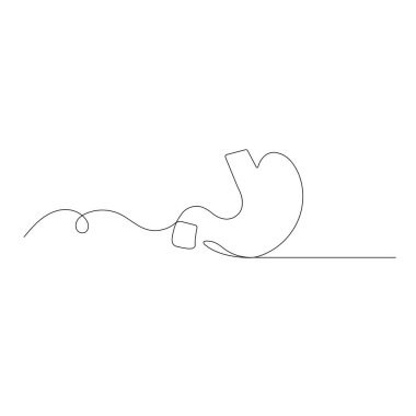 Mide ikonu ana hatlı vektör illüstrasyonunun sürekli bir çizimi