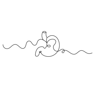 Mide ikonu ana hatlı vektör illüstrasyonunun sürekli bir çizimi