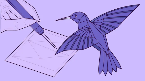 Yaratıcı Sinekkuşu Çokgen Sanat Çizimi Çizimi