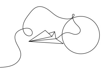 Kağıt düzlem minimalist stil ve özet vektör illüstrasyonunun sürekli bir çizgi çizimi