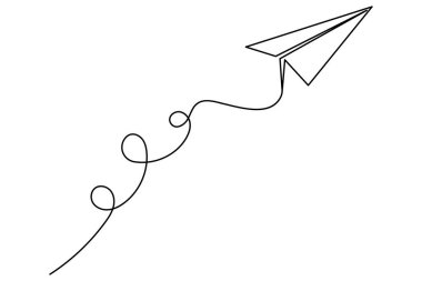 Kağıt düzlem minimalist stil ve özet vektör illüstrasyonunun sürekli bir çizgi çizimi