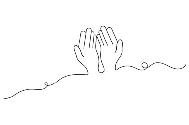 Dua eden eller, ana hatlı vektör illüstrasyonunun sürekli bir çizgi çizimi