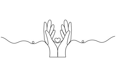 Dua eden eller, ana hatlı vektör illüstrasyonunun sürekli bir çizgi çizimi