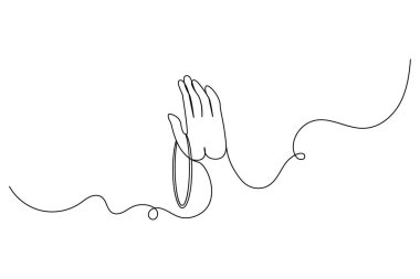 Dua eden eller, ana hatlı vektör illüstrasyonunun sürekli bir çizgi çizimi