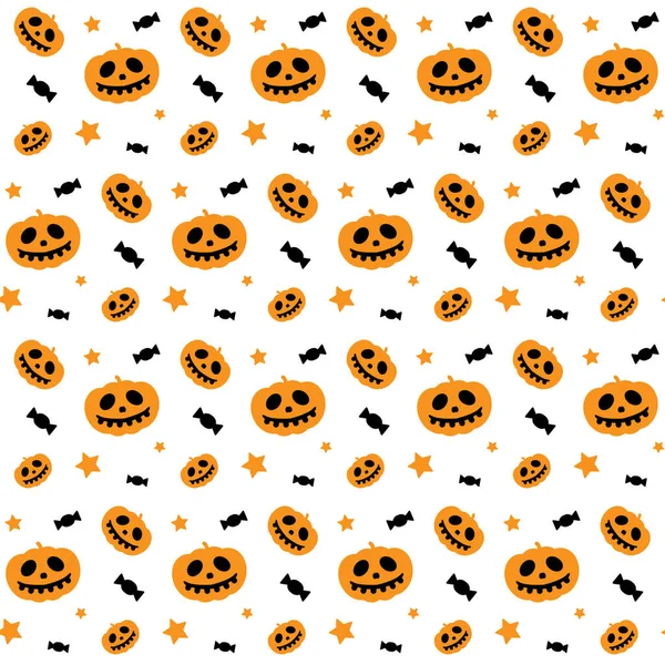 Web Halloween Trick Treat Vektor Nahtlose Textur Kürbisbonbons Stern Orange — Stockvektor