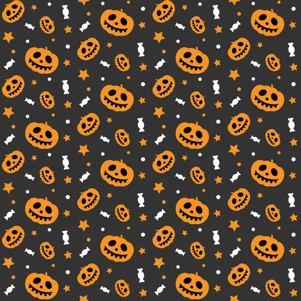 Web Halloween Trick Treat Vector Seamless Texture Pumpkin Candy Star — Stock Vector