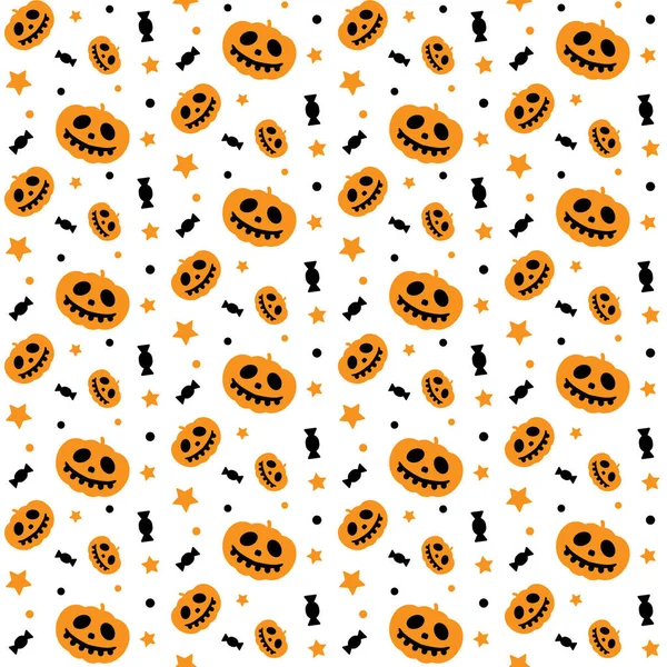 Web Halloween Trick Treat Vector Seamless Textura Abóbora Doce Estrela — Vetor de Stock