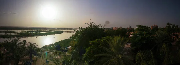 Vista Aérea Río Níger Niamey Atardecer Níger —  Fotos de Stock