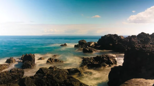 Paysage Praia Almoxarife Plage Longue Vitesse Obturation Horta Faial Île — Photo