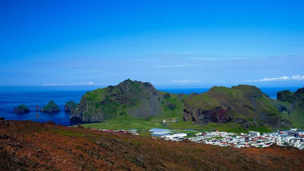 Panorama Ciudad Heimaey Archipiélago Vestmannaeyjar Islandia — Foto de Stock