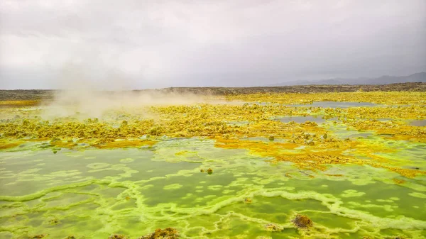 Panorama Intérieur Cratère Volcanique Dallol Dans Dépression Danakil Afar Ethiopie — Photo