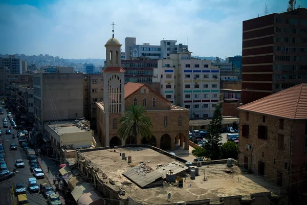Vista Aérea Para Arqueparquia Greco Católica Melquita Sidon Líbano — Fotografia de Stock