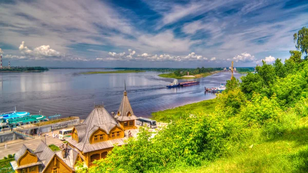 View Volga River Hill June 2016 Gorodets Town Russia — Stock Photo, Image