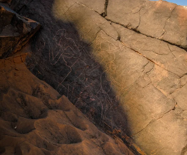 Humano Pinturas Cavernas Petroglifos Boumediene Parque Nacional Tassili Najjer Argélia — Fotografia de Stock