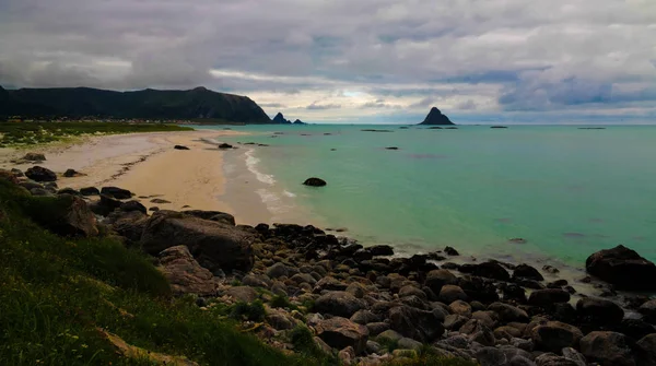 Paisaje Con Costa Isla Andoya Cerca Del Pueblo Stave Vesteralen — Foto de Stock