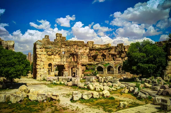 Ruins of Jupiter temple and great court of Heliopolis in Baalbek, Bekaa valley in Lebanon