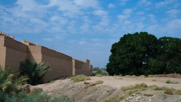 Mauer Aus Teilweise Restaurierten Babylonischen Ruinen Bei Hillah Irak — Stockfoto