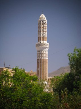 Mehdi Abbas Camii, Minater aka Qubbat El-Mehdi Sanaa Yemen'deki eski şehirde Cami