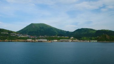 Panoramic view to Malokurilskoye at Shikotan island, Kuril, Russia clipart