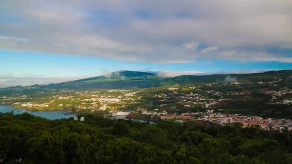 Veduta Aerea Panoramica Angra Heroismo Dal Monte Brasil Terceira Alle — Foto Stock