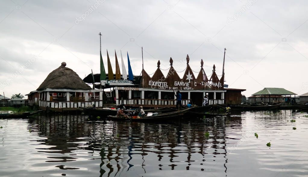 Stilt houses in the village of Ganvie Tofinu people on the Nokoue lake in Benin