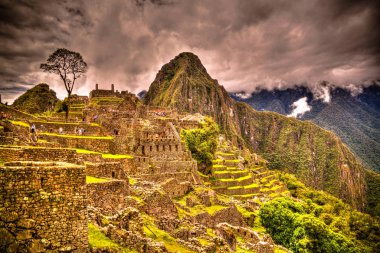 Panoramik poligonal Cuzco, Peru Machu Picchu arkeolojik sitesine