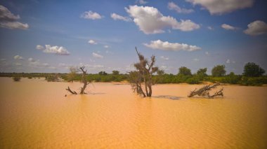 Sahel ve oasis Dogon Tabki sular altında Dogondoutchi, Nijer Nehri'nde ile panoramik manzaralı