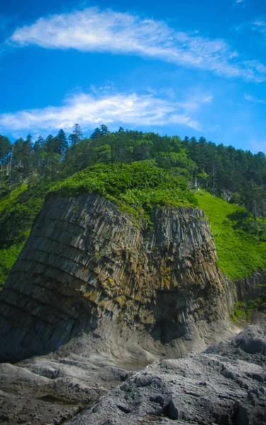 Colonne Basaltes Formation Cap Stolbchaty Kunashir Sur Les Îles Kurdes — Photo