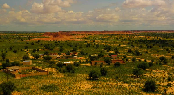 Vista Panorâmica Aérea Paisagem Para Sahel Oásis Dogondoutchi Níger — Fotografia de Stock