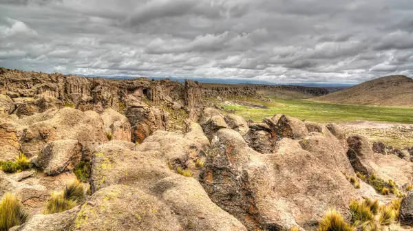 Sandsten Stenformation Imata Salinas Och Aguada Blanca Nationella Reservation Arequipa — Stockfoto