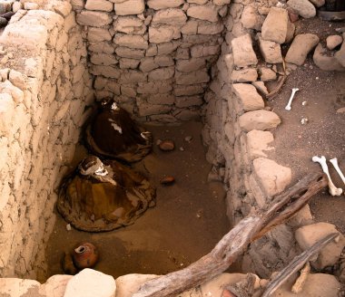 Antik preinca nazca uygarlık Mezarlığı, Chauchilla, Nazca, Peru