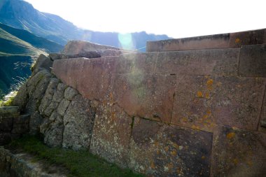 Ollantaytambo Cuzco Eyaleti, Peru arkeolojik sitesinde panoramik görünüm