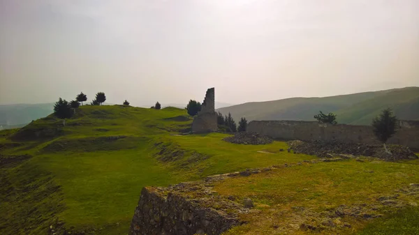 Krajobraz Zniszczony Kanina Zamek Góry Shushica Region Vlora Albania — Zdjęcie stockowe