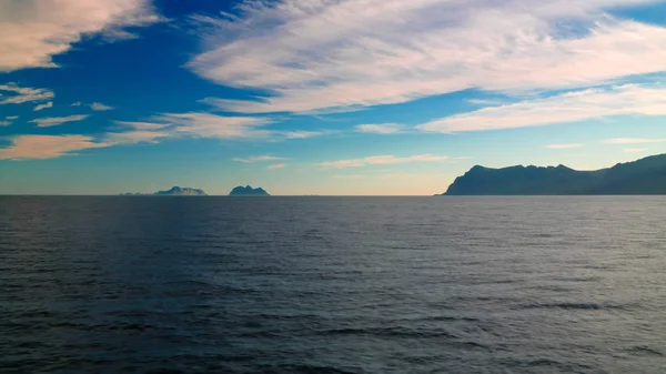 Zonsondergang Zonsopgang Zee Lofoten Archipelfgo Uit Moskenes Bodo Ferry Noorwegen — Stockfoto